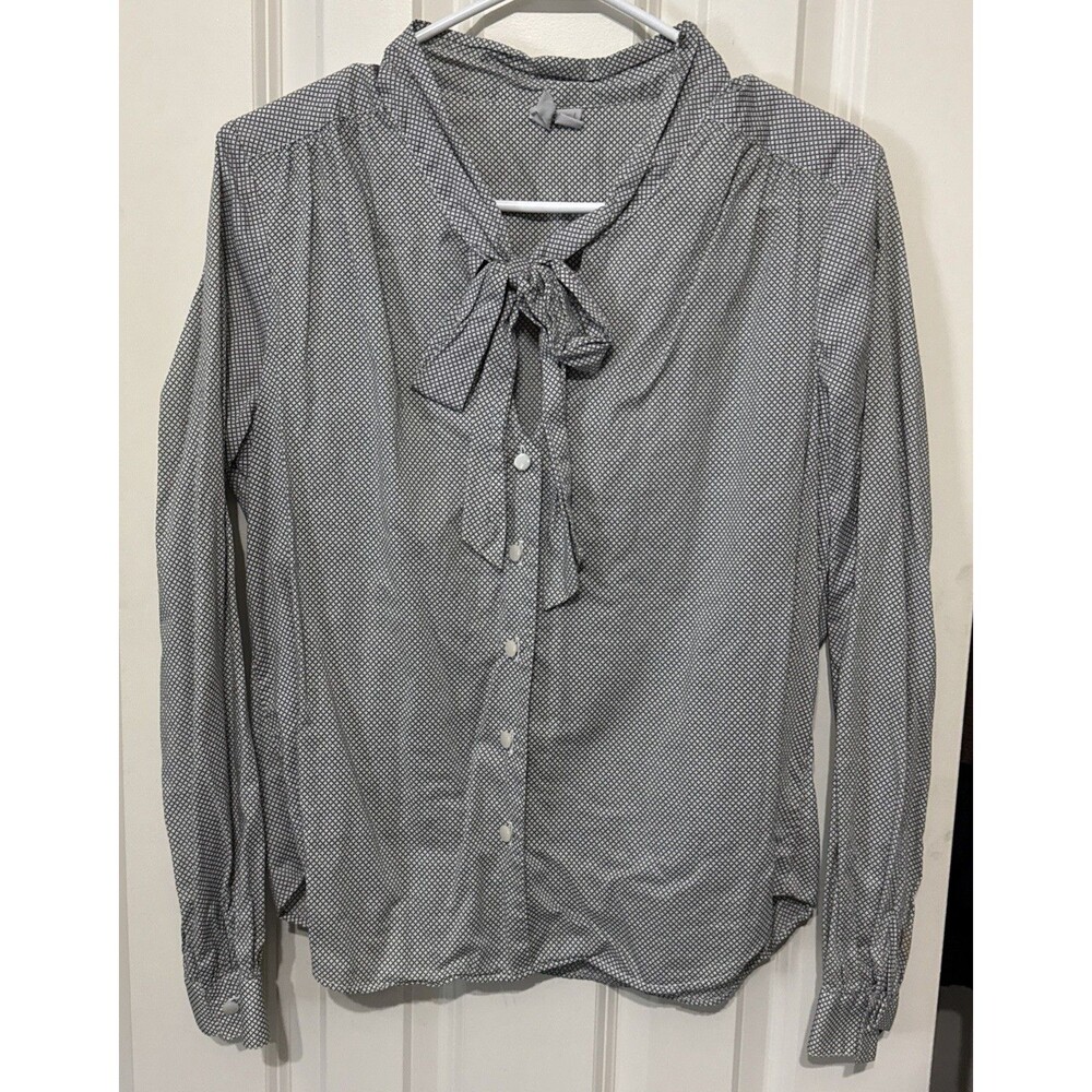 Old Navy Women’s Large Lightweight Tie Neck Blouse Geometric Pattern